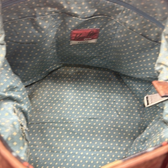 Fossil Key-Per Giraffe Theme Large Tote Bag Plastic Coated Vintage MCB6215E - Picture 8 of 13